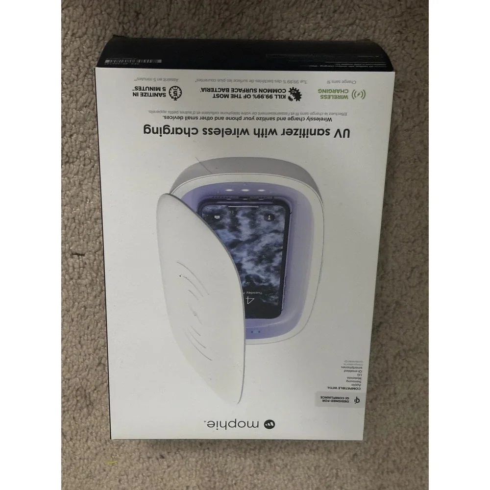 NEW Mophie | Smartphone Light Sanitizer Universal‎ Wireless Charging White